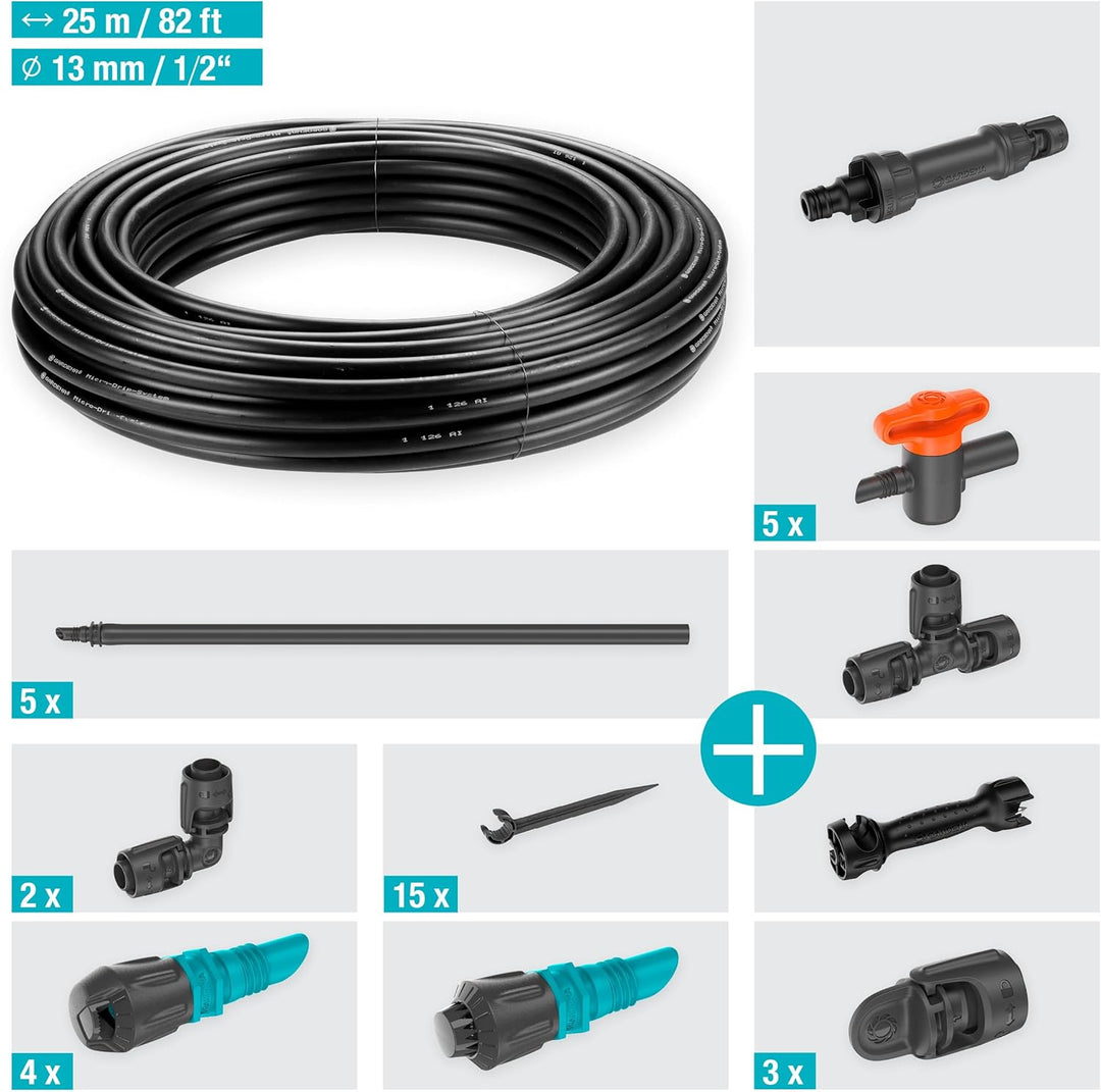 Gardena Micro-Drip-System Tropfbewässerung Set Gemüse-/Blumenbeet (60 m²): Starter-Set sofort einsat