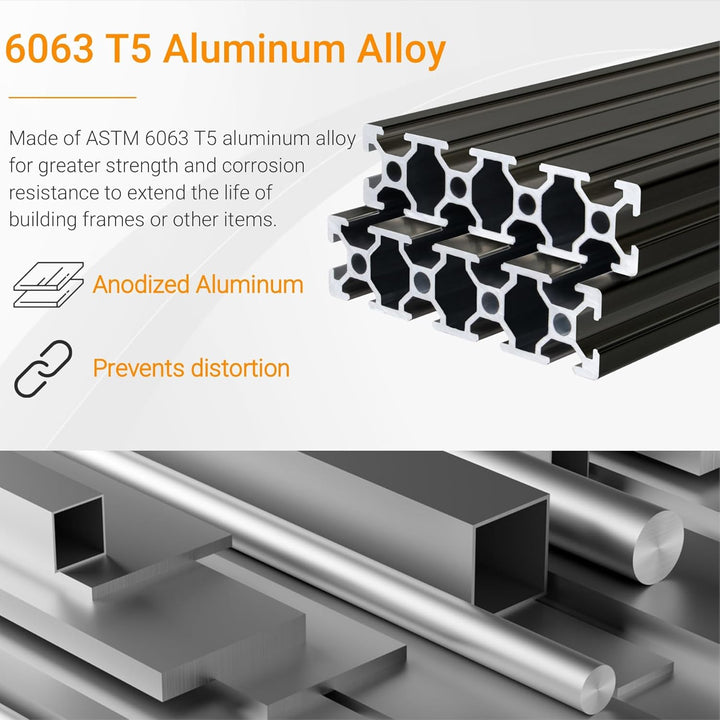CNCYEAH 2 Stück 2080 Aluminiumprofil Extrusions 1000mm Nut 6.2 T-Typ Europäischer Standard Eloxierte