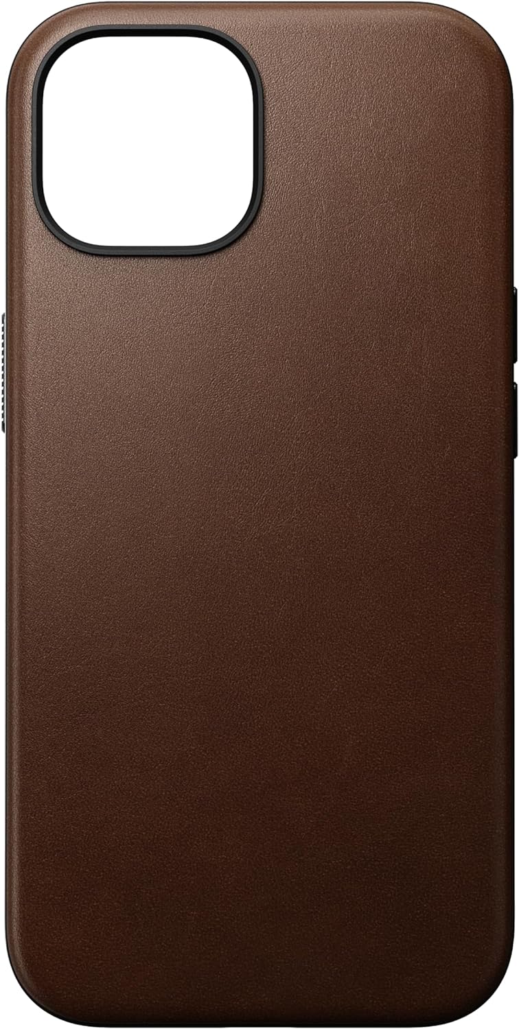 NOMAD Modern Leather Case | für iPhone 15 | Schutzhülle aus Polycarbonat und hochwertigem Echtleder