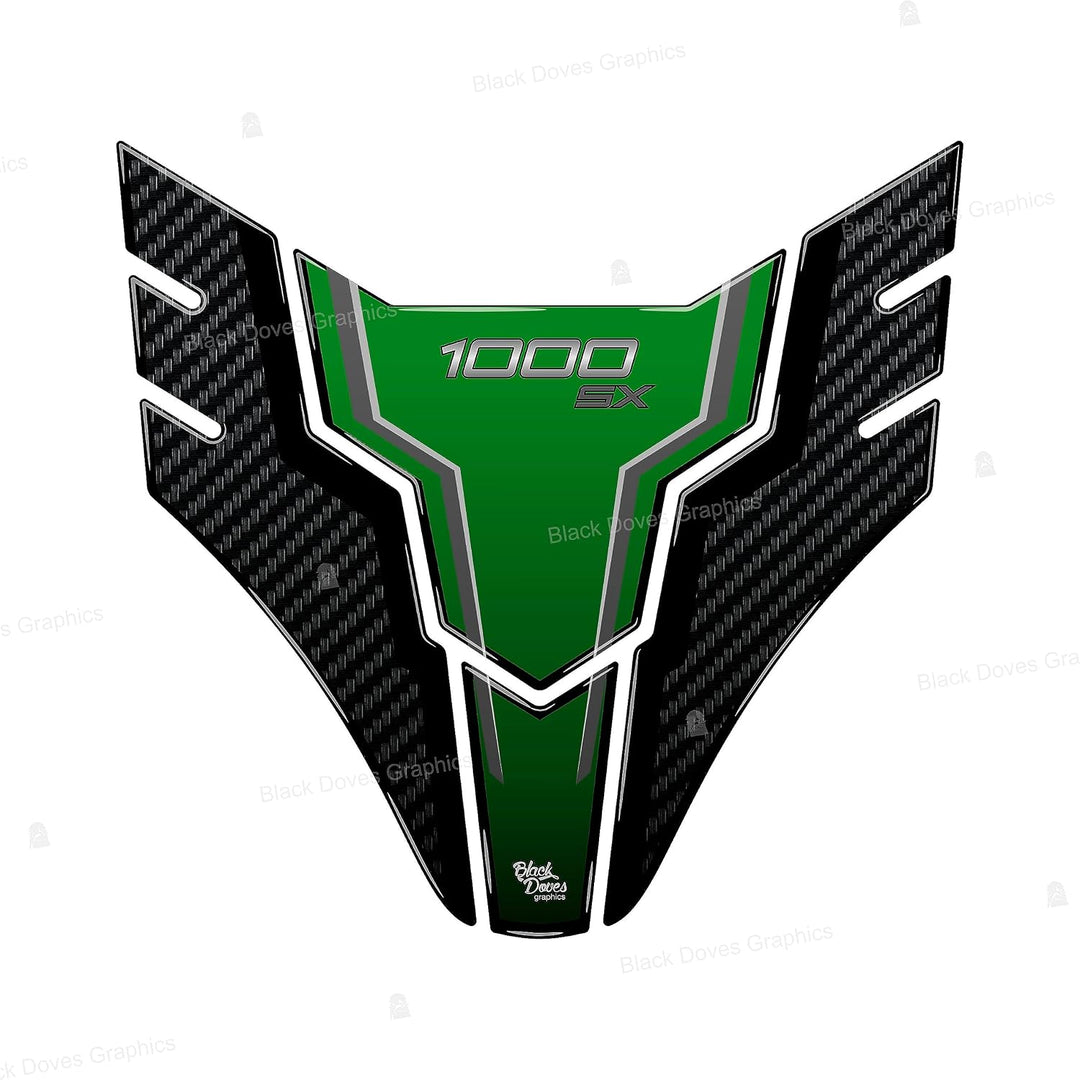 3D Harzaufkleber Protektoren kompatibel mit Kawasaki Ninja 1000 SX 2020-2022 (Tankschutz) Tank-Schut