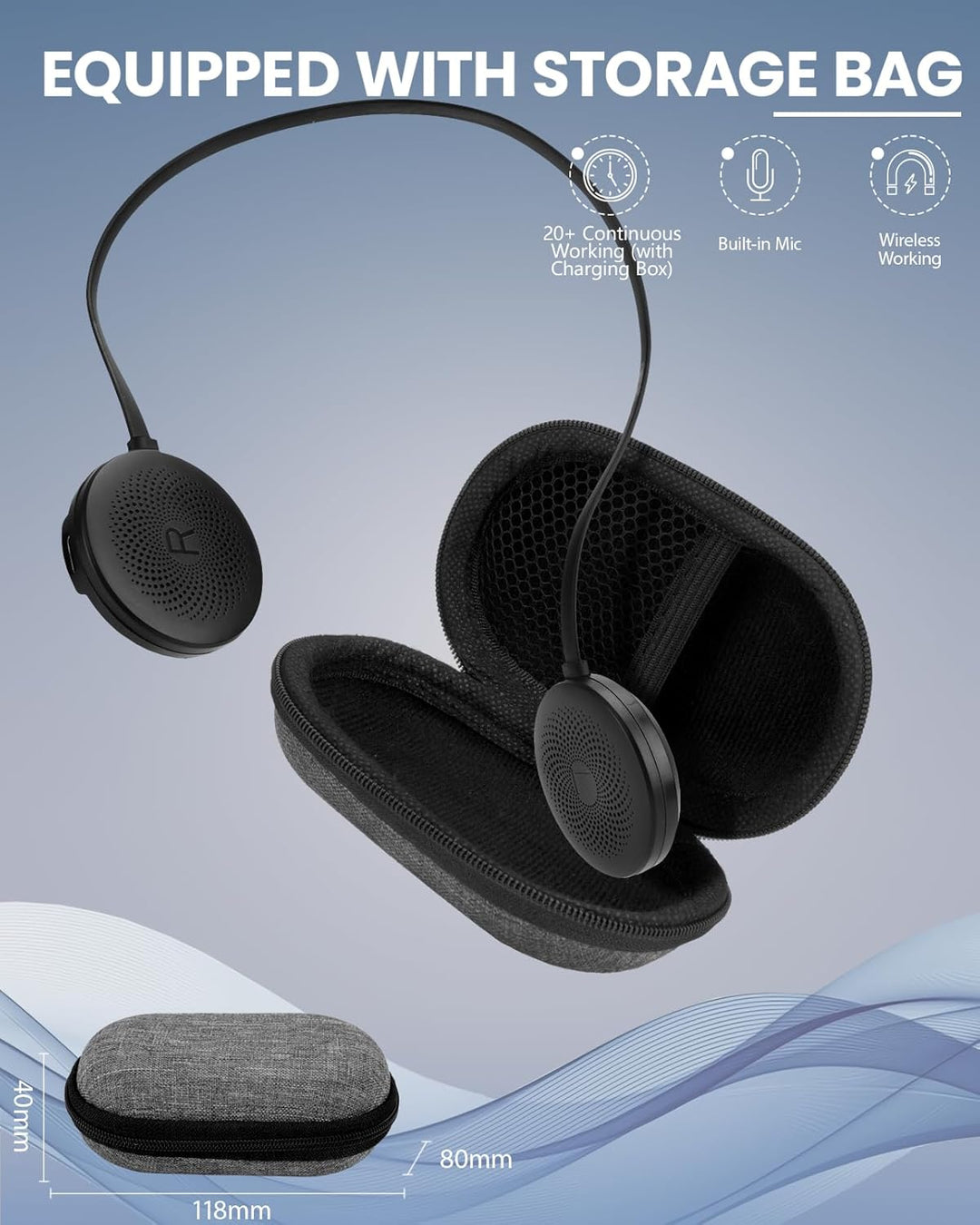 Doohoeek Kabellose Helmkopfhörer für Ski, Bluetooth Headset mit integriertem Mikrofon & IPX5 Wassers