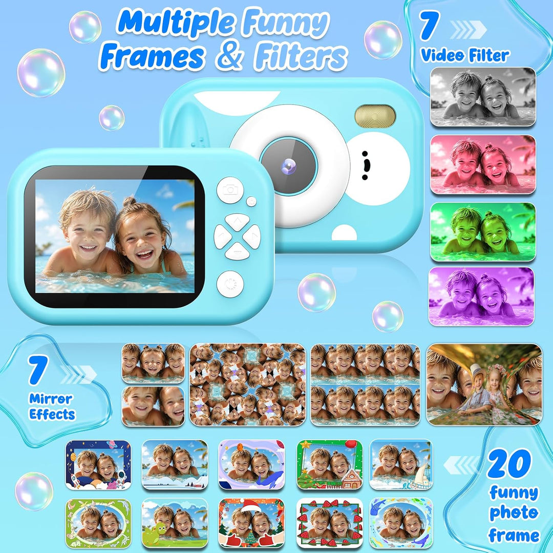 Unterwasser Kinderkamera, 48MP 1080P IP68 wasserdichte Digitalkamera Kamera Kinder mit 2,4 Zoll Bild