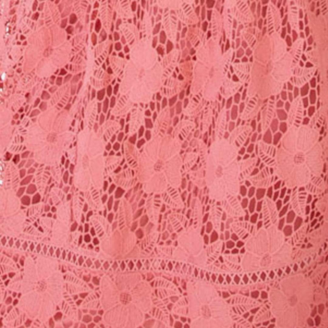 Lovedrobe Damen Ladies Lace Midi Sun Dress Plus Size Women Curve Short Puffed Sleeve Square Neckline