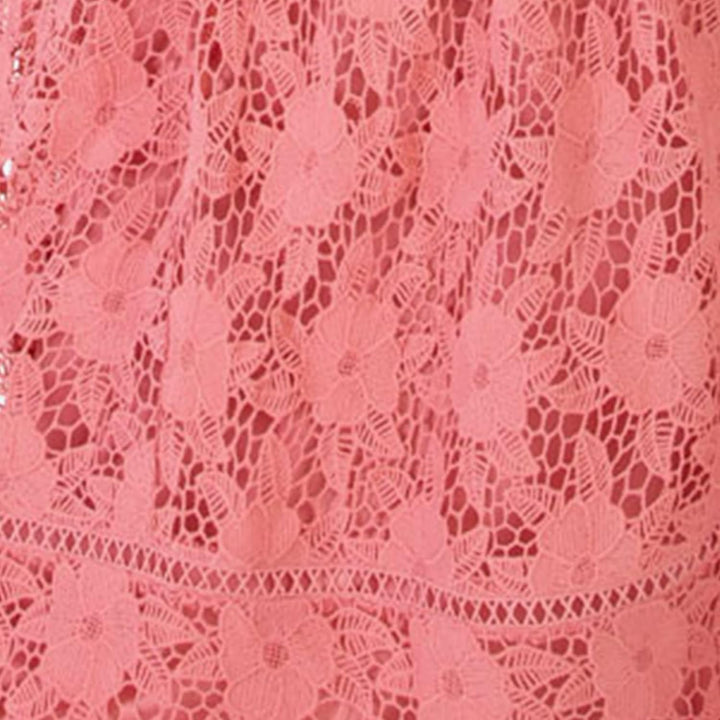 Lovedrobe Damen Ladies Lace Midi Sun Dress Plus Size Women Curve Short Puffed Sleeve Square Neckline