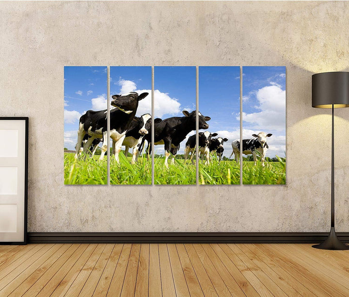 islandburner Bild auf Leinwand Holsteinische Kühe Auf Der Wiese Bilder Wandbilder Poster Leinwand 16