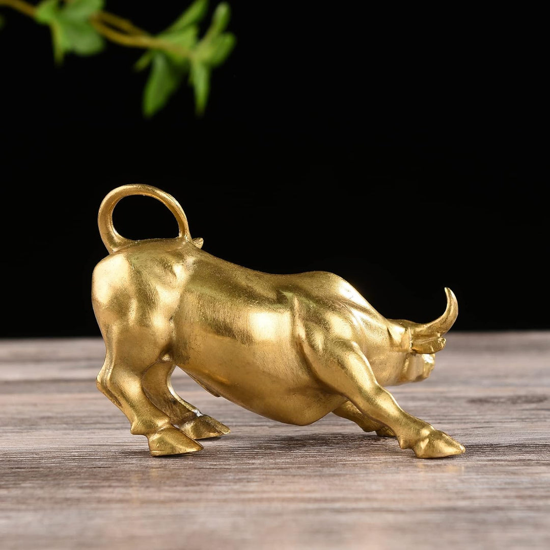 STCREE Messing Wall Street Bull Statue Feng Shui Glückssymbol für Börsenmarkt Home Office Dekoration