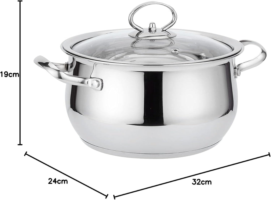 Kochtopf Induktion 24 cm - Edelstahl - 4,3L - Topf mit Deckel- Für alle Herdarten - Ofenfest - Ofenf