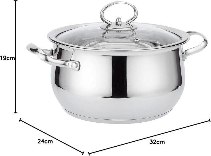 Kochtopf Induktion 24 cm - Edelstahl - 4,3L - Topf mit Deckel- Für alle Herdarten - Ofenfest - Ofenf