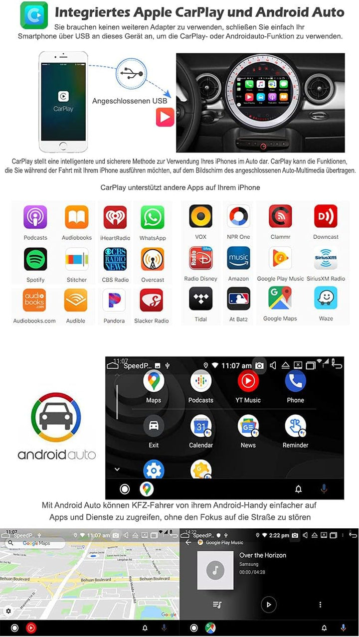 Erisin Android 12 7 Zoll 4GB RAM+64GB ROM 8-Kern Autoradio Mit GPS Navi für BMW Mini Cooper Unterstü