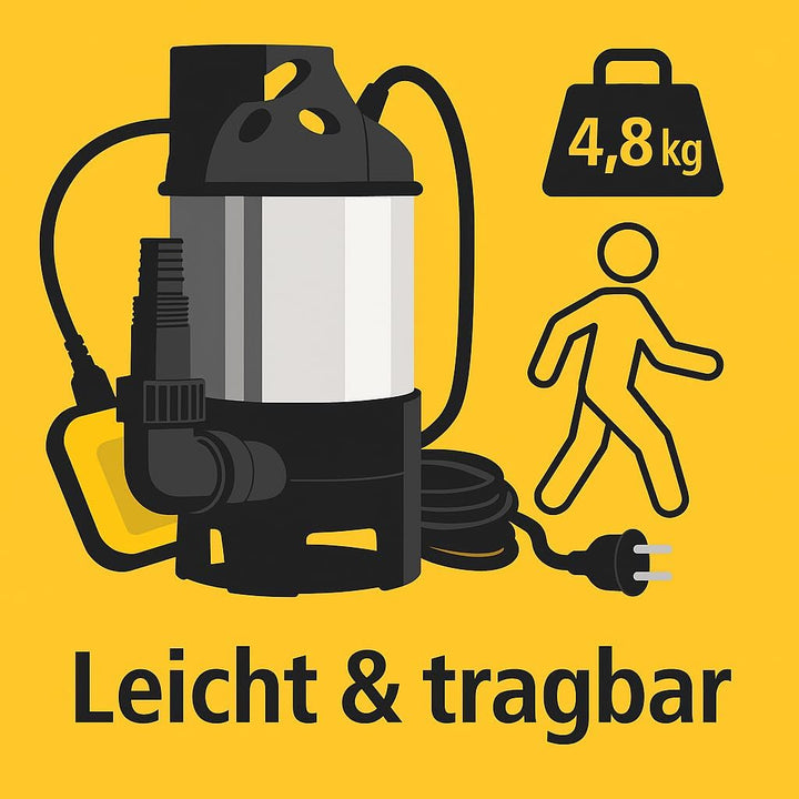 Schmutzwasser-Tauchpumpe 550W – 12.500 l/h – Automatik mit Schwimmerschalter – Kellerpumpe, Gartenpu