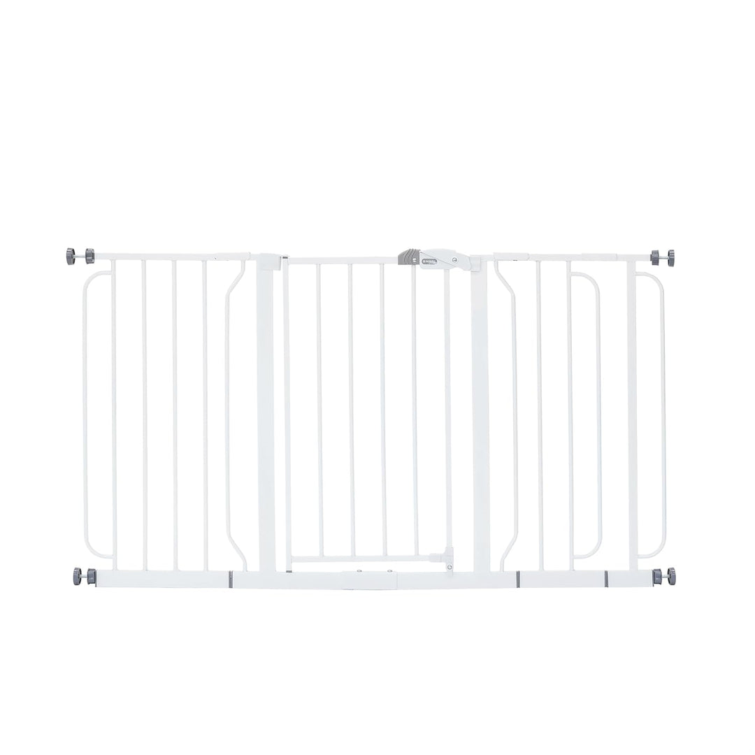 Regalo Breites Schutzgitter, Druckbefestigung, inklusive 3 Verlängerungs-Kits (148 cm)