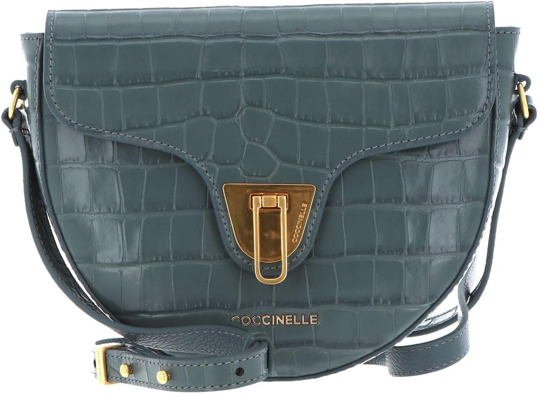 Coccinelle Beat Croco Shiny Soft Crossover Bag Shark Grey