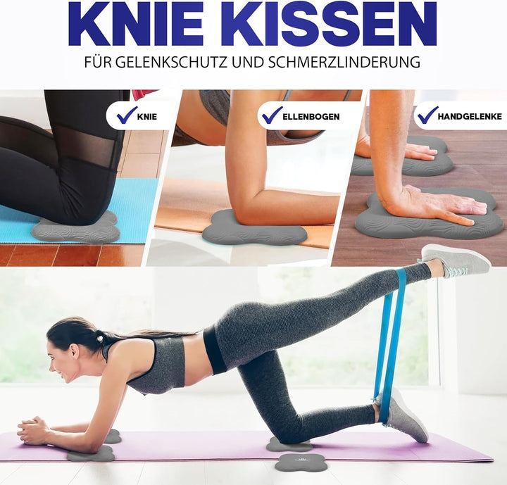 Yoga-Knie-Pad 2er Pack Kniekissen mit Transportbeutel+Trainingsanleitung PDF Maximale Entlastung und