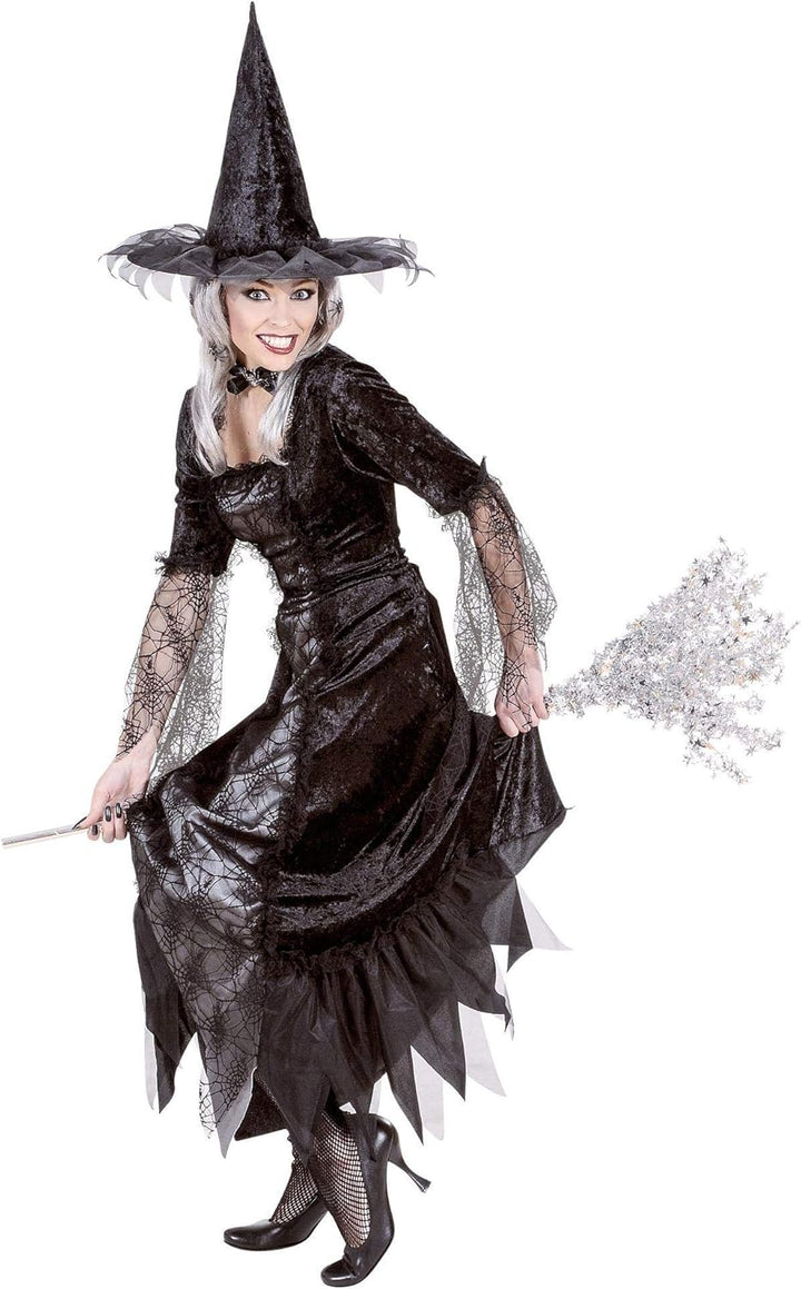 Hexen Kostüm-Set "Spinnenweben-Hexe", incl. Hexenhut in Grösse M = 38/40 zu Halloween, M