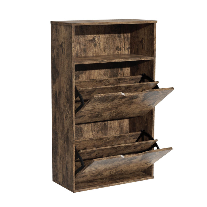 Garvis Doppellagig Schuhschrank 2 Klappen + Ablage – Hohe Kapazität (12 Paar) – Schmal 60x102x28 cm
