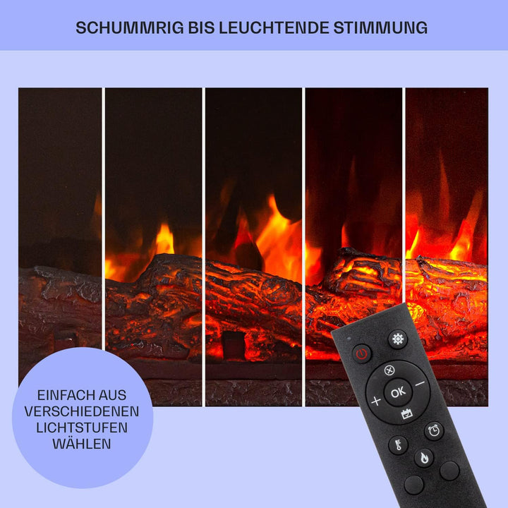 Klarstein Elektrokamin mit Heizung und Kaminfeuer, 1900W Sparsamer Elektrischer Kamin mit LED Flamme