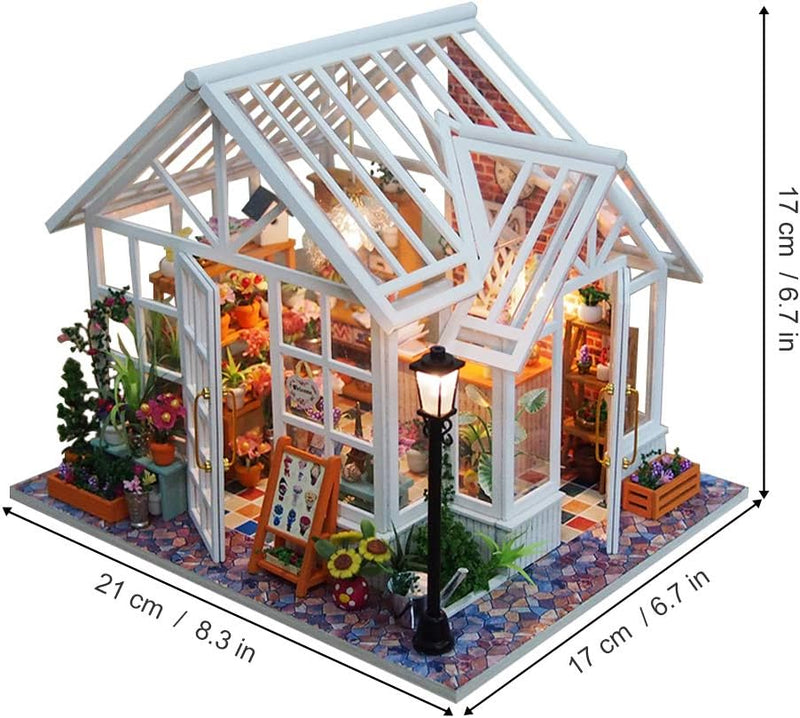 GuDoQi DIY Puppenhaus Miniatur Kit, 3D Hölzernes Puppenhaus Bausatz mit Möbeln und Musik und LED-Lic