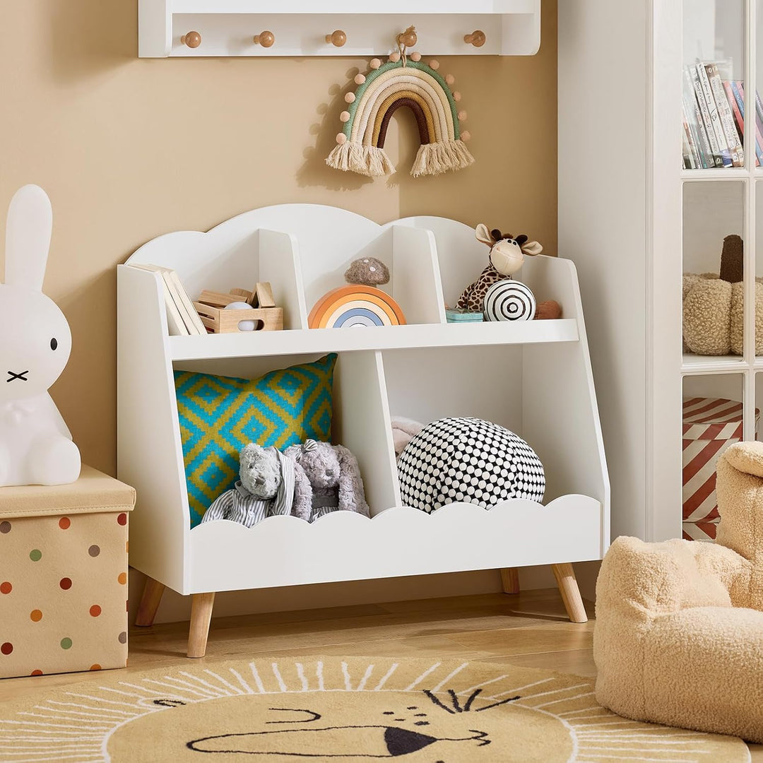 SoBuy Kinderregal mit 5 Fächern Aufbewahrungsregal für Kinder Bücherregal Montessori Regal weiss BHT