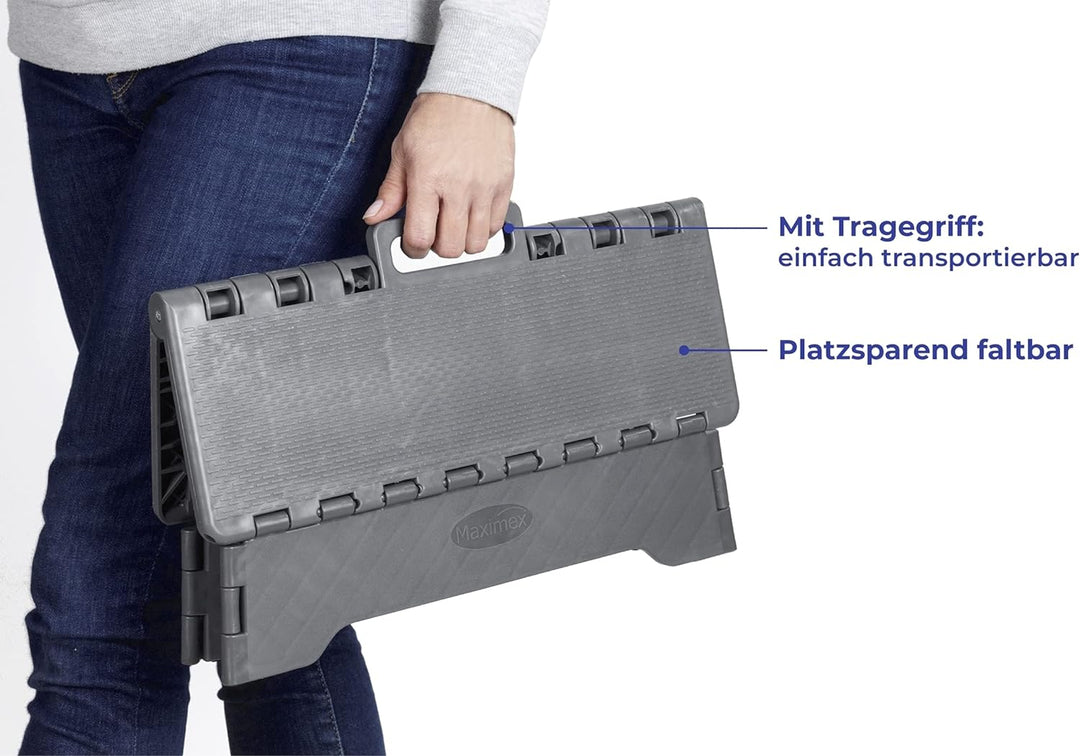 Maximex Klapp-Trittstufe Secura - Hochbelastbare Tritthocker bis 250 kg, Polypropylen, 40 x 10 x 28