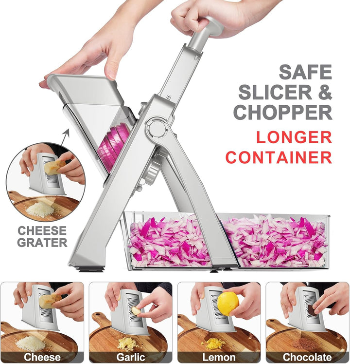 SupMakin Gemüseschneider, Once for All Verstellbar Gemüsehobel Genius Mandoline Vegetable Slicer Kar
