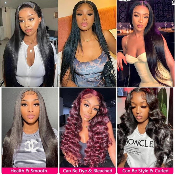 Straight Human Hair 3 Bundles, 100g/Bundle(300g Total), Brazilian Human Hair Bundles 100% Unprocesse