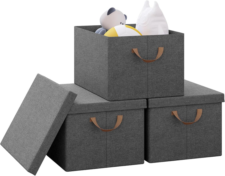 WOLTU Aufbewahrungsbox mit Deckel, 3er Set, Aufbewahrungskorb, Stoffbox, Organizer Box, Ordnungsbox,