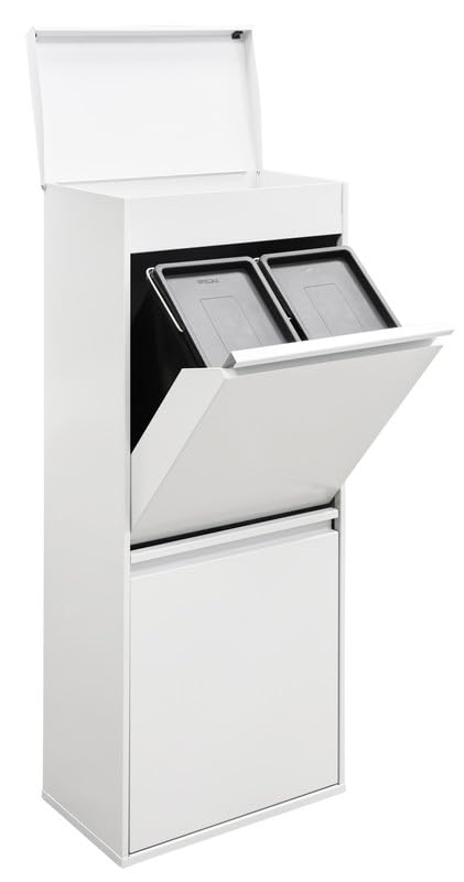 ARREGUI Top CR421-B Mülltrennsystem aus Stahl mit Aufbewahrungsbox mit Deckel | 3 Fächer Mülleimer f