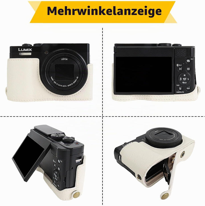 Rieibi TZ99 Kameratasche, PU Leder Kameratasche für Panasonic Lumix DC-TZ99 Digitalkamera, abnehmbar