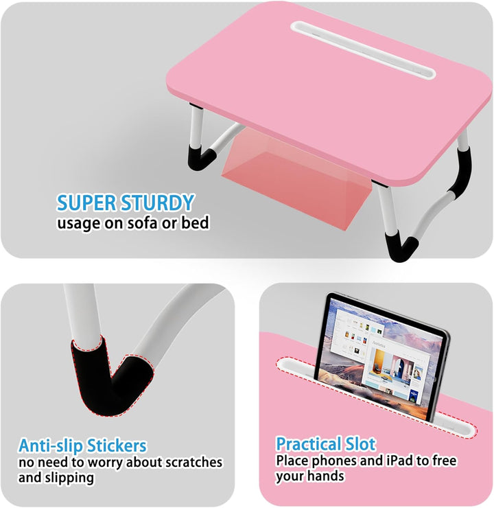 Small Laptop Bett Tisch - Laptoptisch 48 x 30 cm als Frühstückstablett, zum Essen, Lesen, Schreiben,
