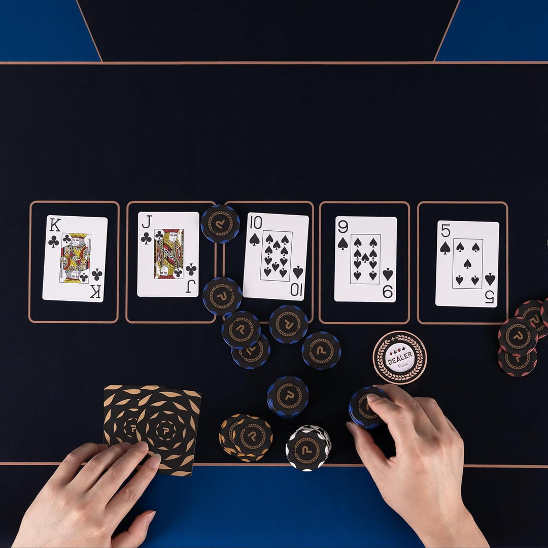 Pokerset inkl. 2X Pokerdecks, 5X Würfel, Dealer/Small Blind/Big Blind Button, Pokerspiel Alu Pokerko