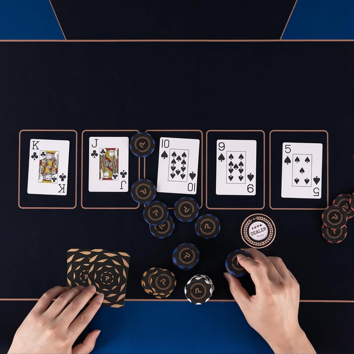 Pokerset inkl. 2X Pokerdecks, 5X Würfel, Dealer/Small Blind/Big Blind Button, Pokerspiel Alu Pokerko