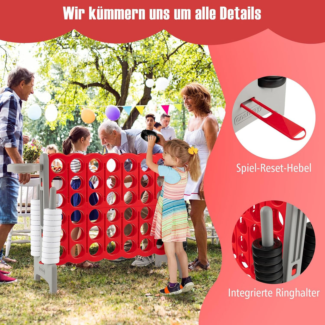 GOPLUS Riesiges 4 Gewinnt Spiel, Strategiespiel mit 42 Ringen, Basketballkorb &amp; Wurfspiel &amp; Schnells