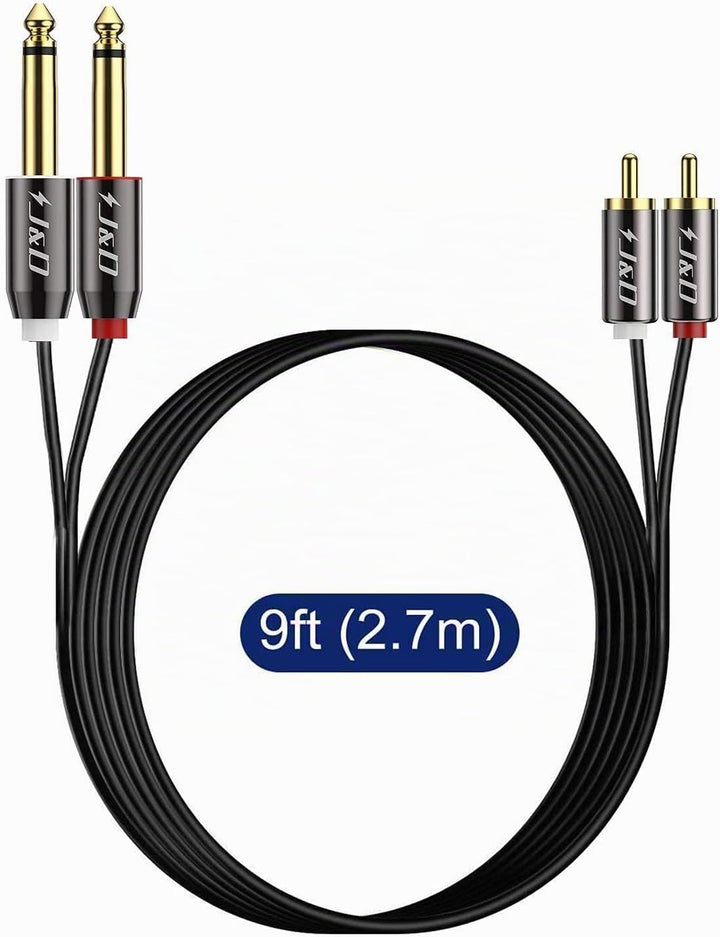 J&amp;D Cinch auf 6.3mm Klinke Kabel 2.7m, Cinch Kabel Gold-Plated Kupfer Shell Heavy Duty 2 Cinch Männl