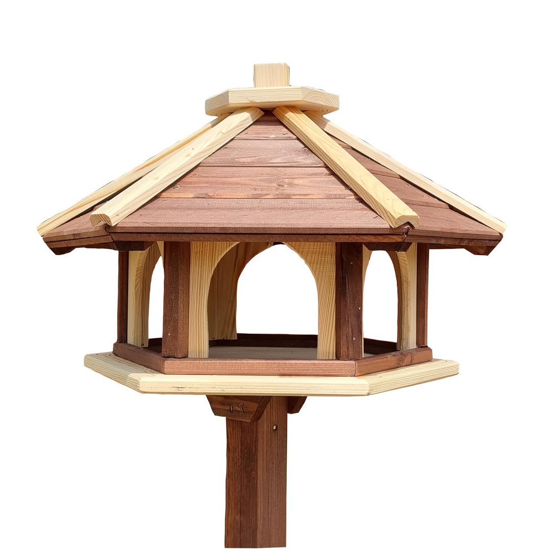 Vogelhaus mit Stander aus Holz, wetterfest, vogelfutterhaus, Futterhaus, Futterstation für Wildvögel