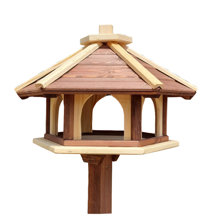Vogelhaus mit Stander aus Holz, wetterfest, vogelfutterhaus, Futterhaus, Futterstation für Wildvögel
