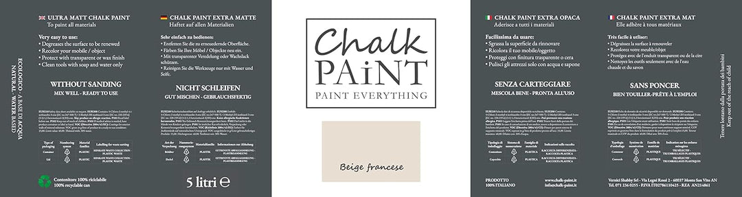 Chalk Paint Everything® Beige Francese Kreidefarbe Wasserbasis für Alle Oberflächen einfach zu verar