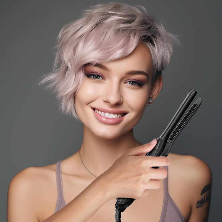 DSHOW Mini Glätteisen, Glätteisen für kurze haare, locken und glätten 2 in 1, Bart und pony, alle Ha