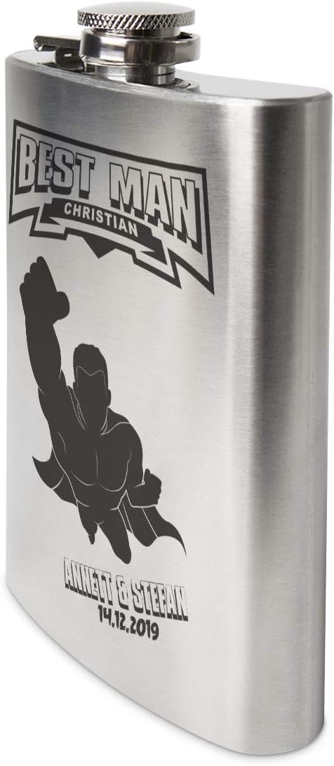 Flachmann Edelstahl 237 ml 8 oz individuelle Gravur Geschenk - Best Man, Best Man