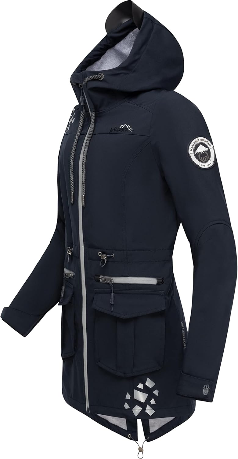 MARIKOO Damen Softshellmantel Softshelljacke Outdoorjacke Übergangsjacke Parka Kapuze Ulissaa XS-3XL