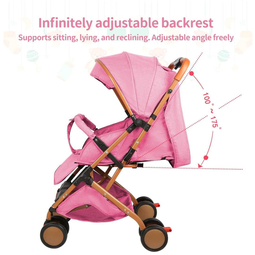 Buggy mit Liegefunktion, Kinderwagen Zusammenklappbar mit Wattepads und Moskitonetzen, Reisebuggy mi