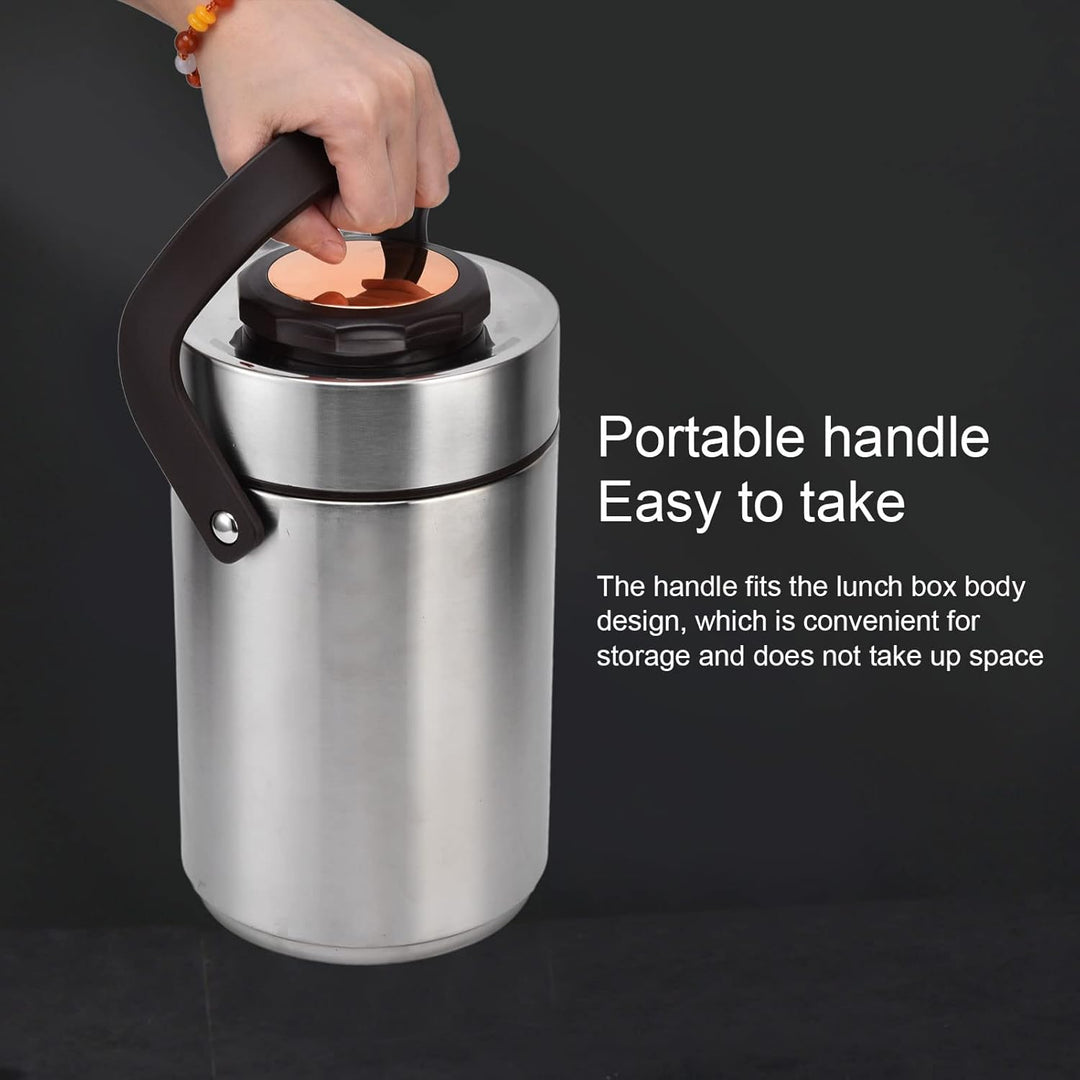 2.3L Thermobehälter für Essen, 3-lagig 304 Edelstahl Vakuum-isoliert Thermo Lunchbox, Essen Warmhalt