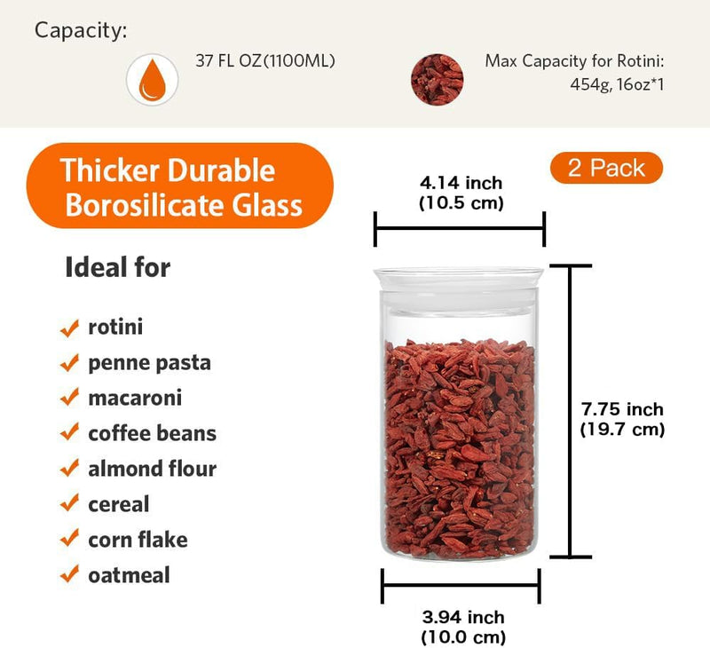 ZENS Vorratsgläser Vorratsglas Set, Borosilikatglas Vorratsdose of 2er mit Luftdichtem Deckel, 1100m