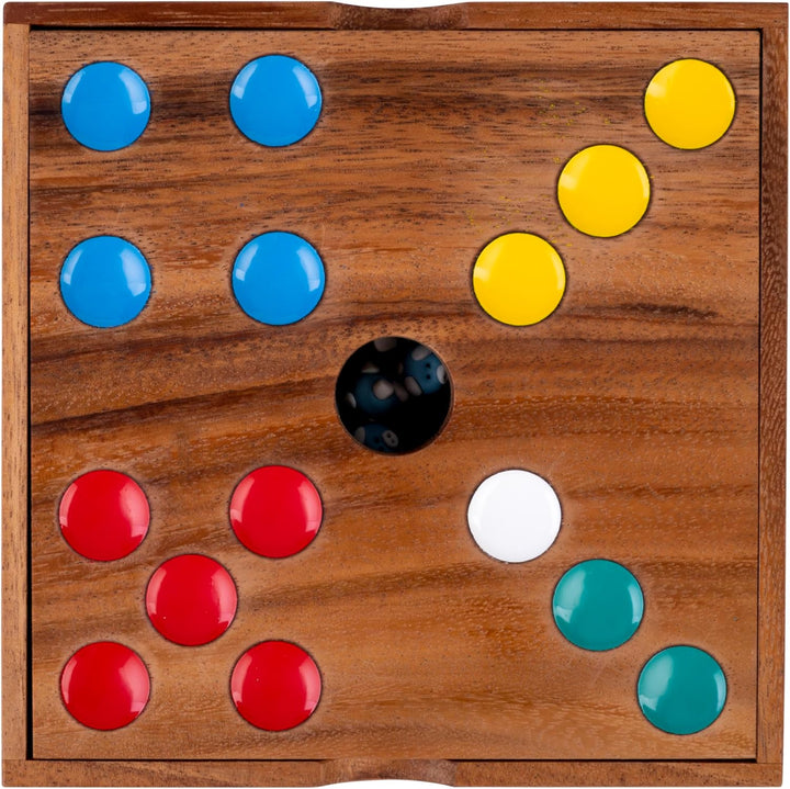 Engelhart Schweinchen Spiel Wurfelspiel mit 60 Keramik Schweinchen – Ferkelspiel in Holzbox, lustige