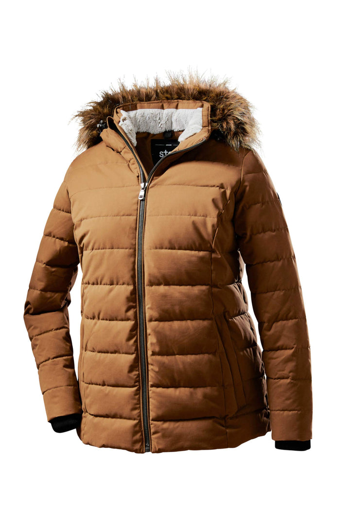 STOY Damen Wmn Quilted Jckt E Jacke In Daunenoptik Mit Abzippbarer Kapuze WMN Quilted JCKT E 46 dark