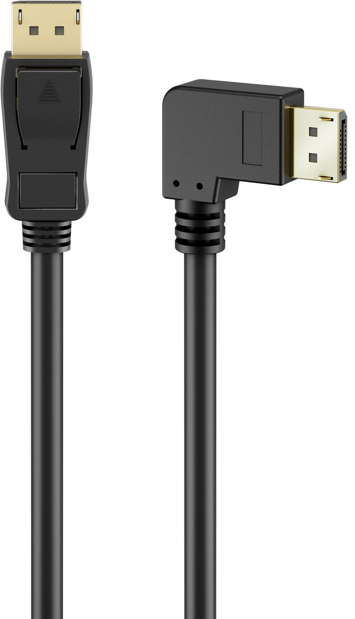 goobay DisplayPort Kabel 2.0/2.1, 3 Meter, 8K 144Hz, 54 Gbit/s, 90° Stecker, UHD, HDR, DSC, G-Sync,