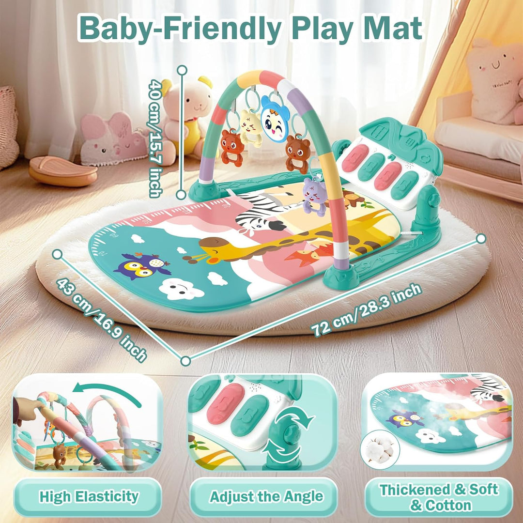 KalaDuck Spielbogen Baby 0-6 Monate, Spielmatte Baby mit Einstellbare Klaviermusik und Rasseln, Lauf