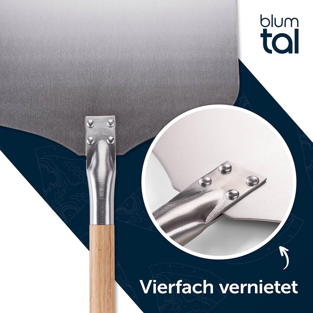 Blumtal Pizzaschieber mit grosser Fläche und abnehmbaren Griff - 30,5cm x 30,5cm Pizzaschaufel Alumi