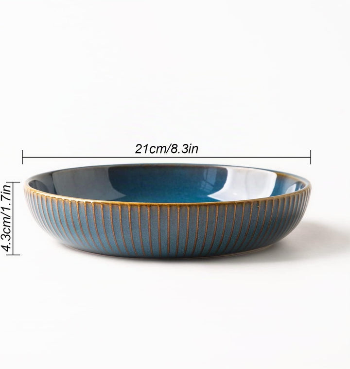 CSYY Pastateller aus Keramik, Gross Suppenteller Oder Speiseteller, Premium Porzellan 21cm Blau(2PCS