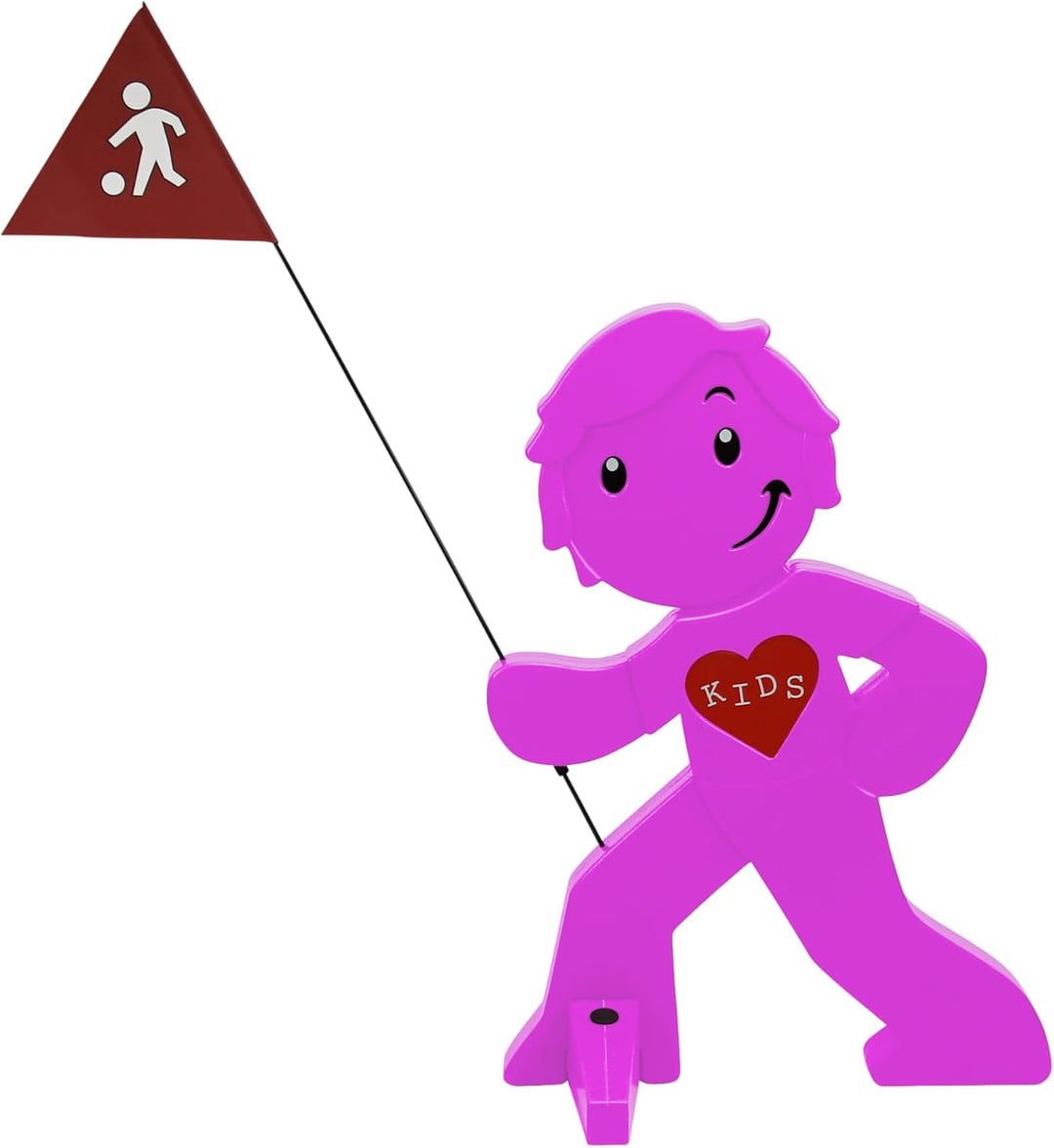 StreetBuddy - Warnfigur mit Fahne, reflektierender Warnaufsteller für Kindersicherheit - Achtung lan