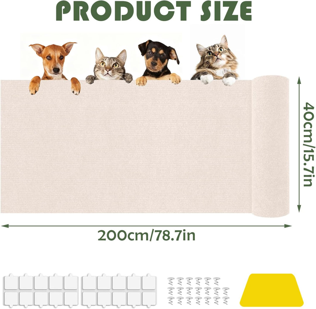 Kratzmatte Katze 40x200 cm Selbstklebende Katzenkratzmatte Kratzschutz DIY Kratzbrett Kratzteppich M
